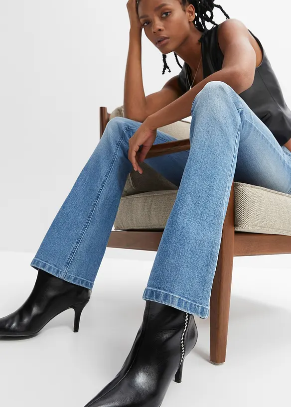 Jean flare taille mi-haute, extensible, bonprix