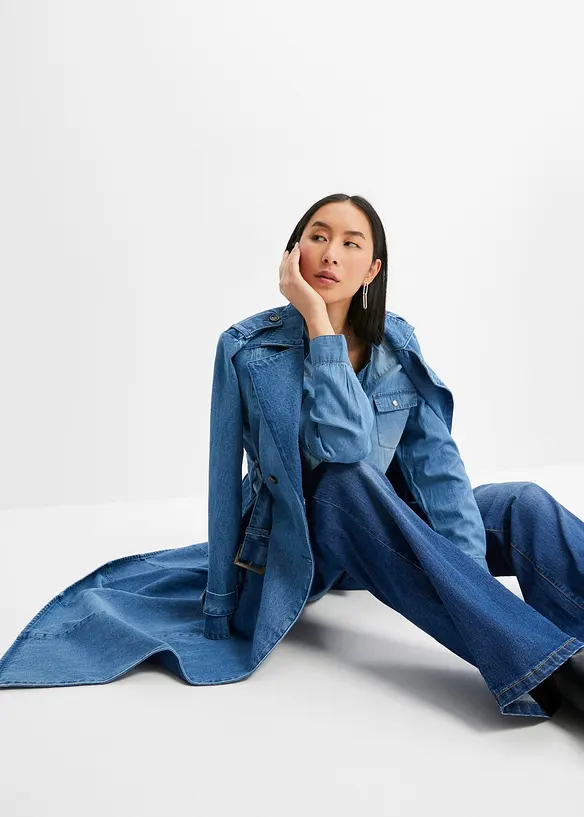 Chemise en jean avec boutons-pression, manches longues, bonprix