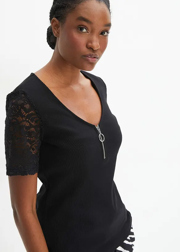 T-shirt en coton côtelé, bonprix