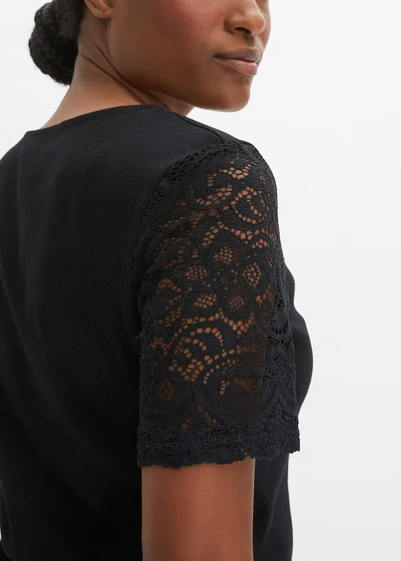 T-shirt en coton côtelé, bonprix