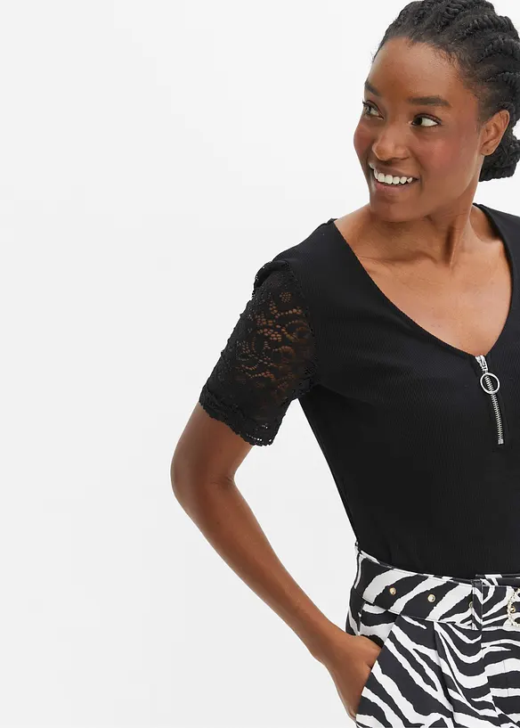 T-shirt en coton côtelé, bonprix