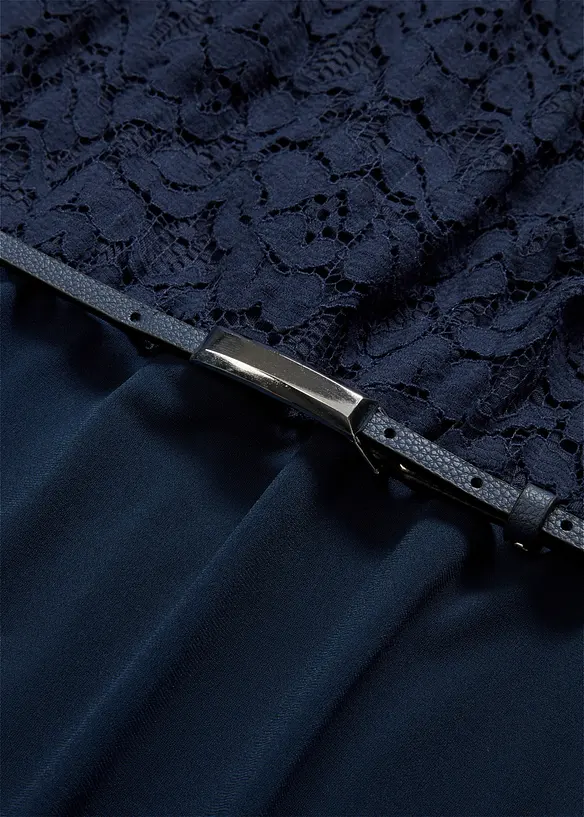 Robe courte avec ceinture et dentelle, bonprix