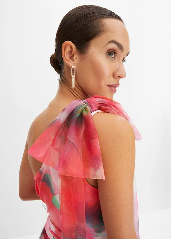 Robe une épaule avec une jupe plissée en tulle, bonprix