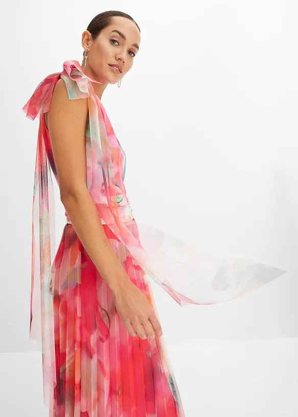 Robe une épaule avec une jupe plissée en tulle, bonprix