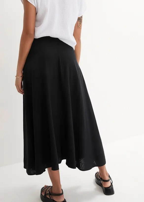 Jupe midi en lin majoritaire, bonprix