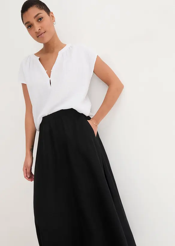 Jupe midi en lin majoritaire, bonprix