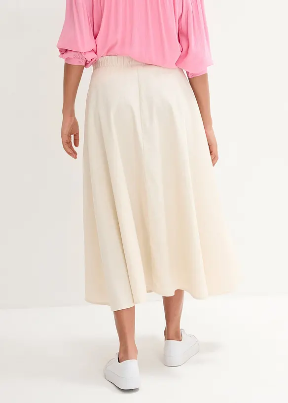 Jupe midi en lin majoritaire, bonprix