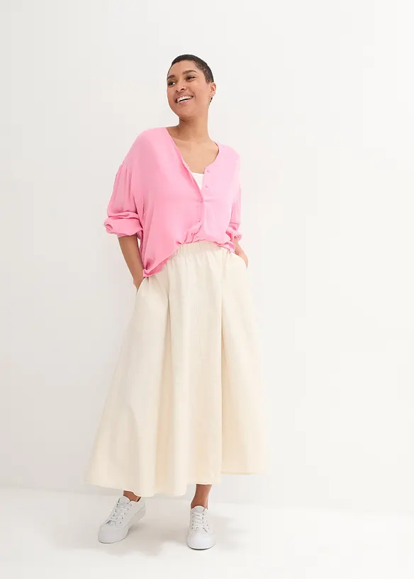 Jupe midi en lin majoritaire, bonprix