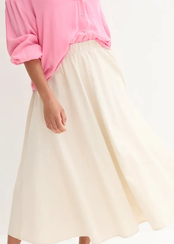 Jupe midi en lin majoritaire, bonprix