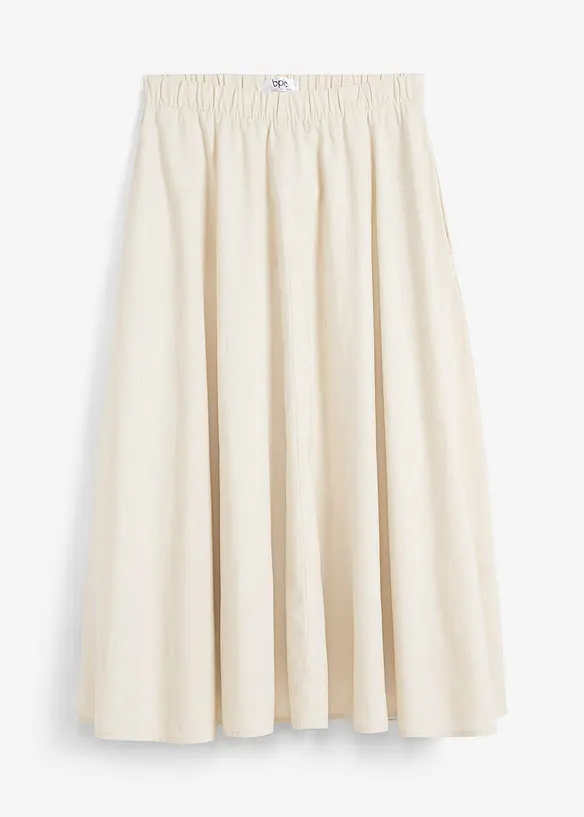 Jupe midi en lin majoritaire, bonprix