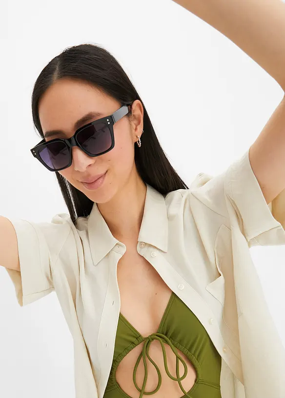 Chemisier &agrave; manches coudes et poche sur la poitrine, bonprix