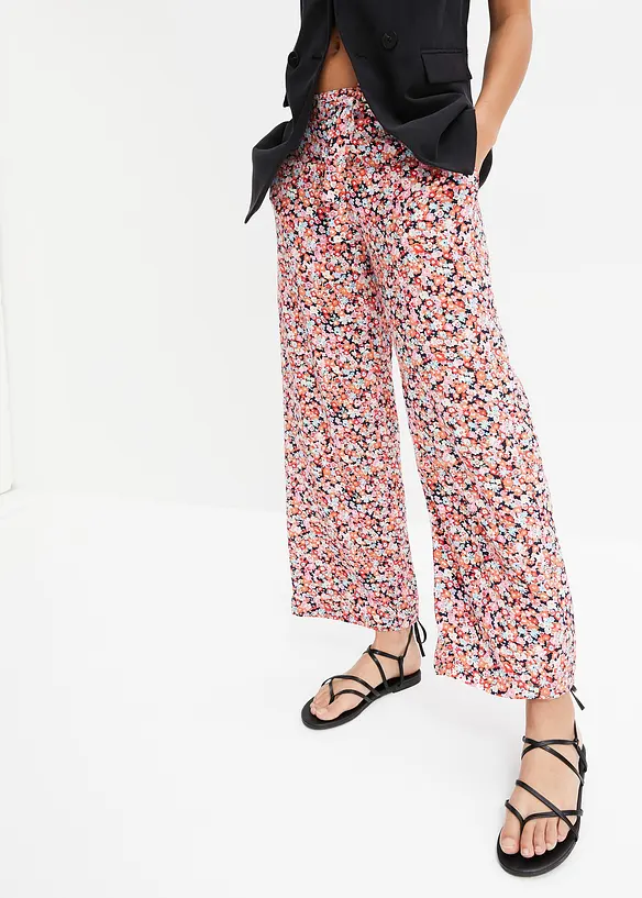Pantalon 100% viscose, taille élastiquée, bonprix