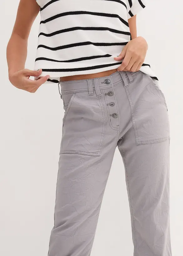 Pantalon extensible avec effet crash, longueur 3/4, bonprix