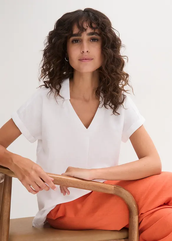 Blouse longue et légère en lin mélangé, bonprix