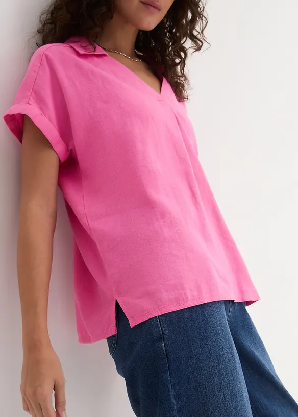Blouse longue et légère en lin mélangé, bonprix