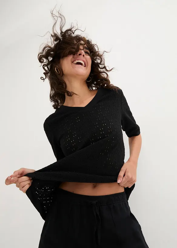 Pantalon palazzo en lin et viscose, bonprix