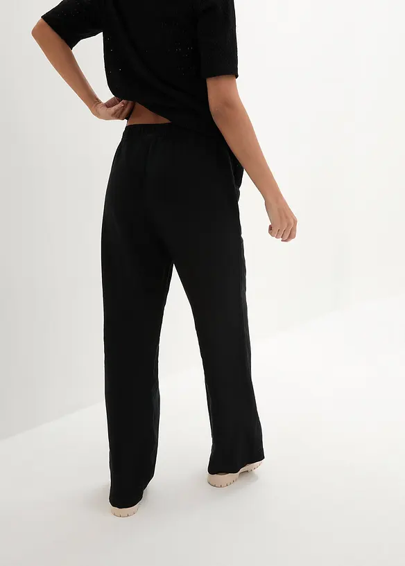 Pantalon palazzo en lin et viscose, bonprix