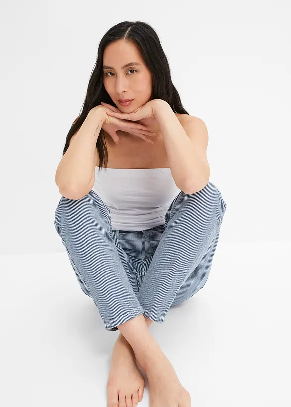 Jean barrel, taille mi-haute, rayé, bonprix