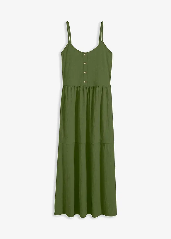 Robe en jersey à volants et patte de boutonnage décorative, bonprix