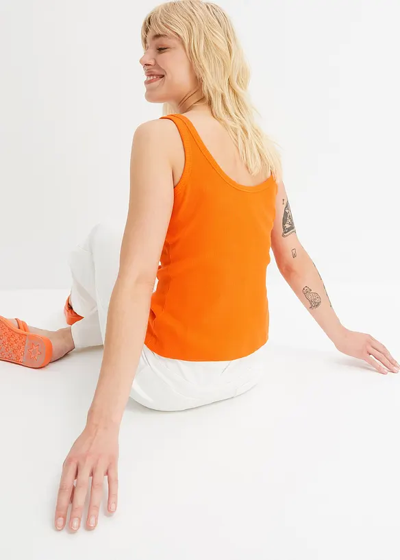 Lot de 2 tops côtelés 100% coton, bonprix