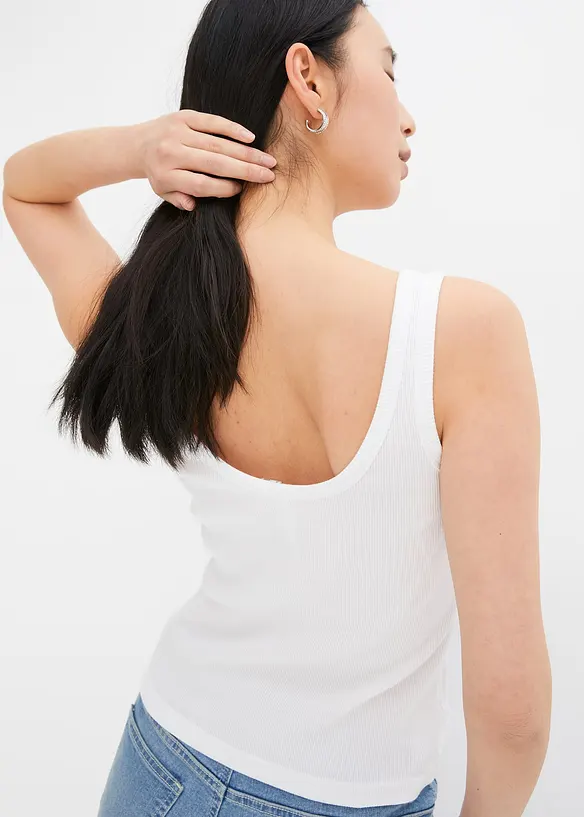 Lot de 2 tops côtelés 100% coton, bonprix