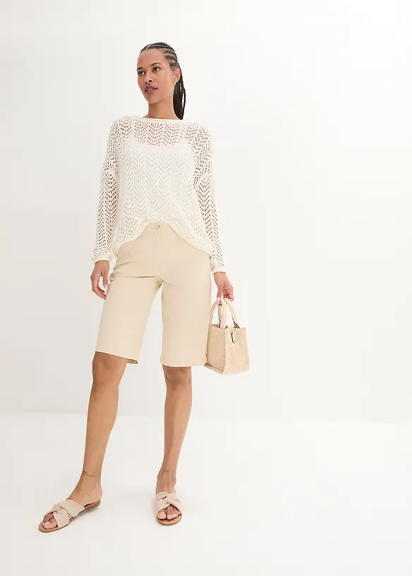 Bermuda en coton, longueur genou, détails utilitaires, bonprix