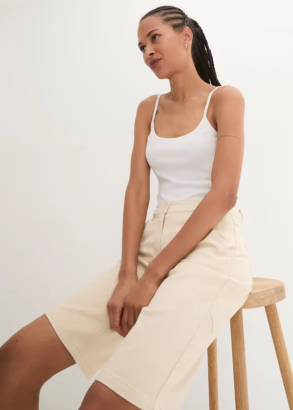 Bermuda en coton, longueur genou, détails utilitaires, bonprix