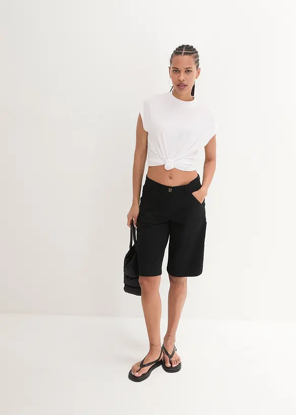 Bermuda en coton, longueur genou, détails utilitaires, bonprix