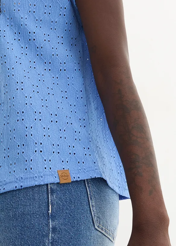 T-shirt col Henley à capuche, bonprix