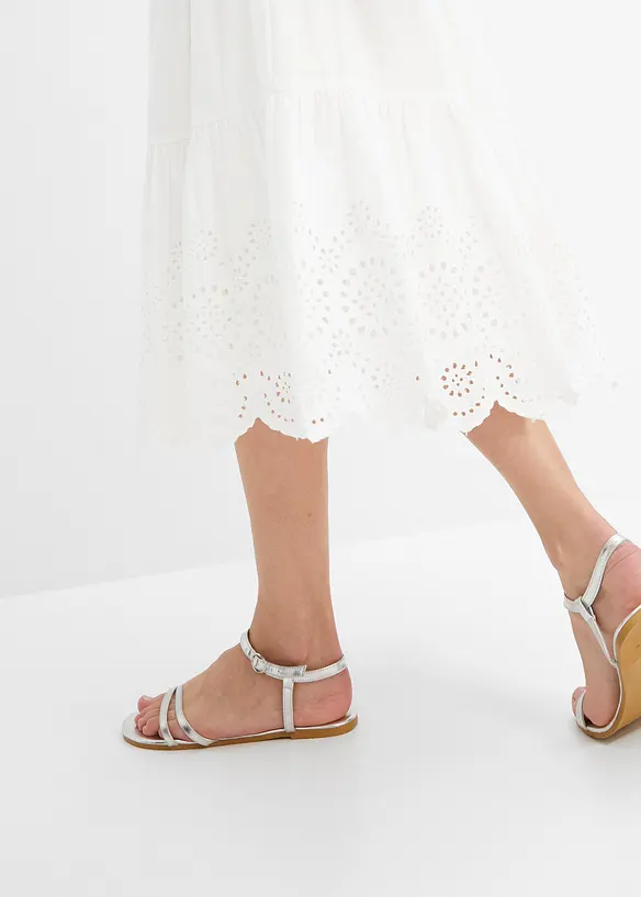 Jupe étagée avec broderies anglaises, bonprix