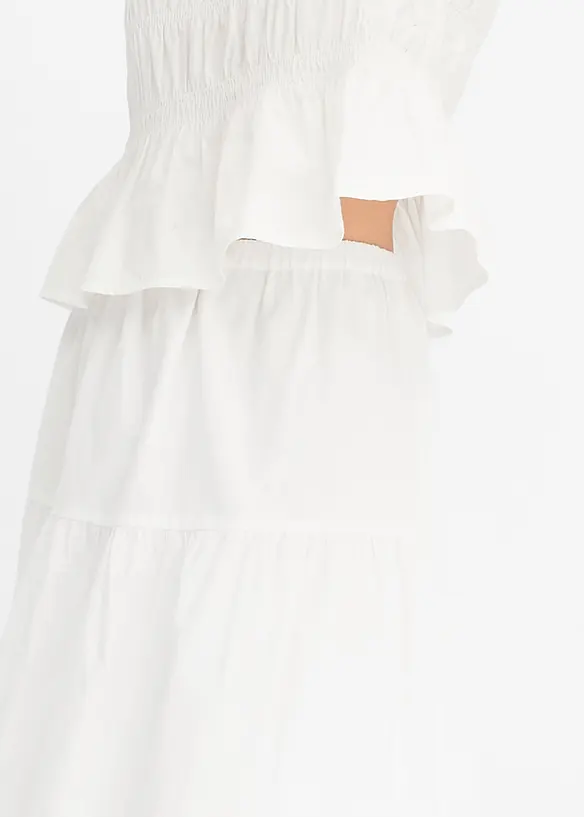 Jupe étagée avec broderies anglaises, bonprix