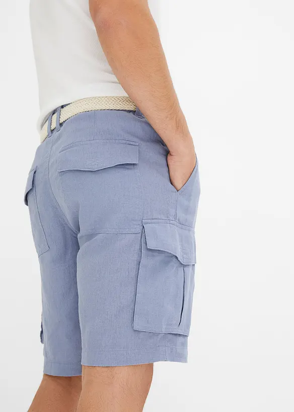Bermuda cargo avec lin et ceinture, Regular, bonprix