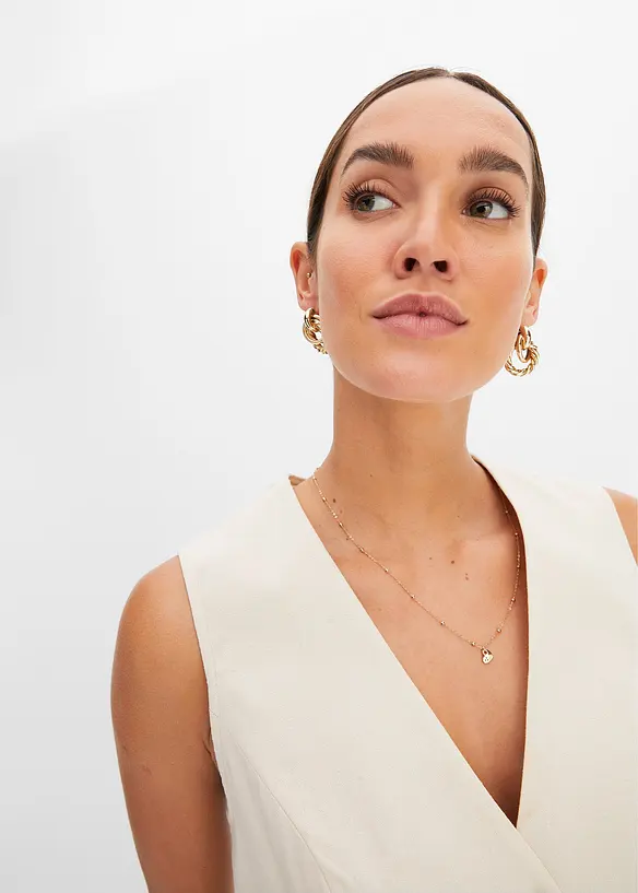 Gilet sans manches et short en lin mélangé, bonprix