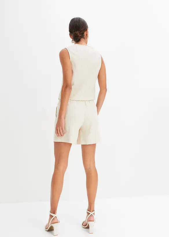 Gilet sans manches et short en lin mélangé, bonprix