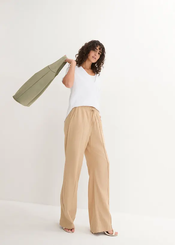 Pantalon palazzo en lin et viscose, bonprix