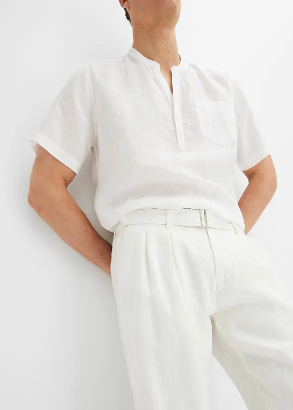 Pantalon en lin &agrave; pinces et ceinture, bpc selection