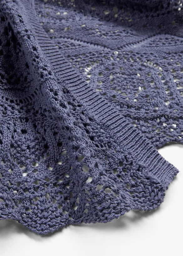 Gilet long en maille ajourée, bonprix