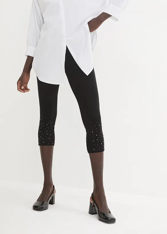 Legging 3/4 en coton extensible, bonprix