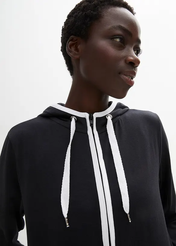 Sweat zippé en coton extensible, bonprix