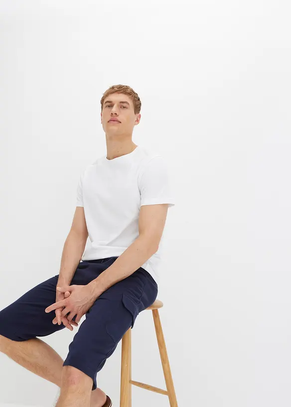 Bermuda cargo long en molleton 100% coton, Regular, bonprix