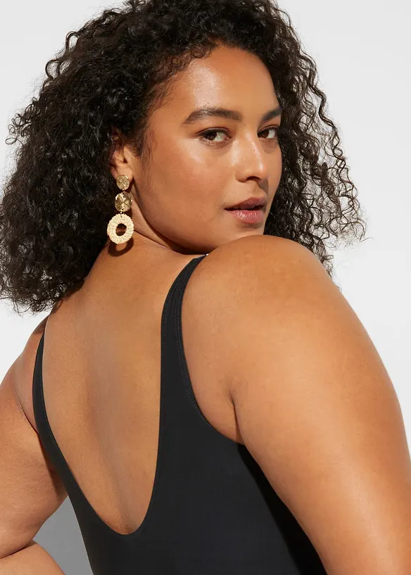 Maillot 1 pièce sculptant, maintien léger, col V, bonprix