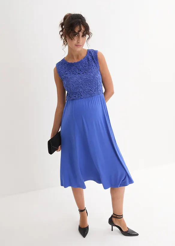 Robe de grossesse en jersey avec empi&egrave;cement dentelle, bonprix