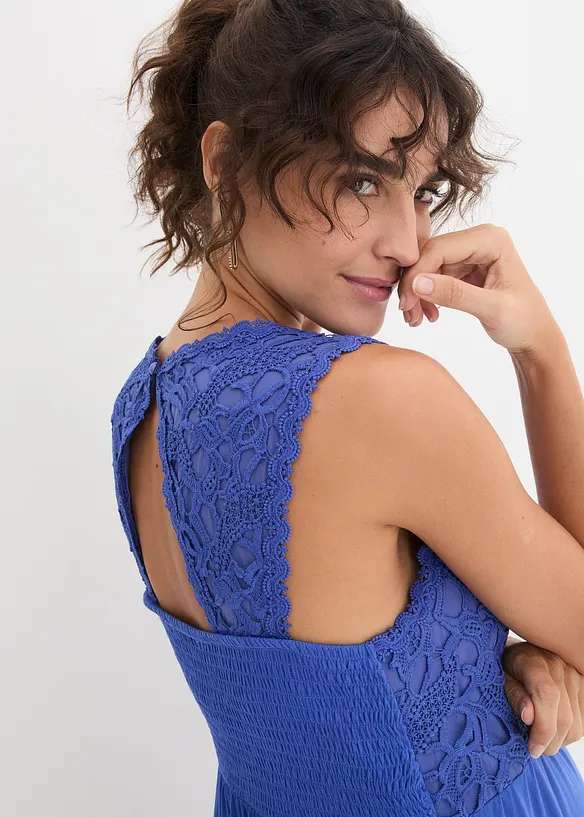 Robe de grossesse en jersey avec empi&egrave;cement dentelle, bonprix