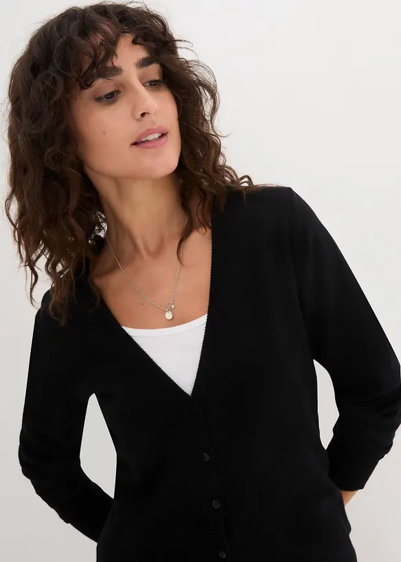 Gilet boutonné en maille fine, bonprix