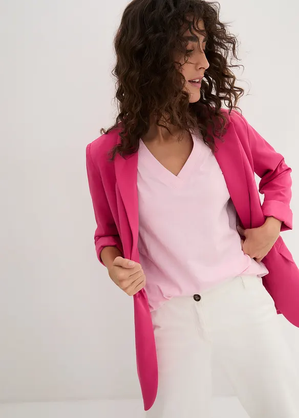 Lot de 5 T-shirts longs et amples à col V, bonprix