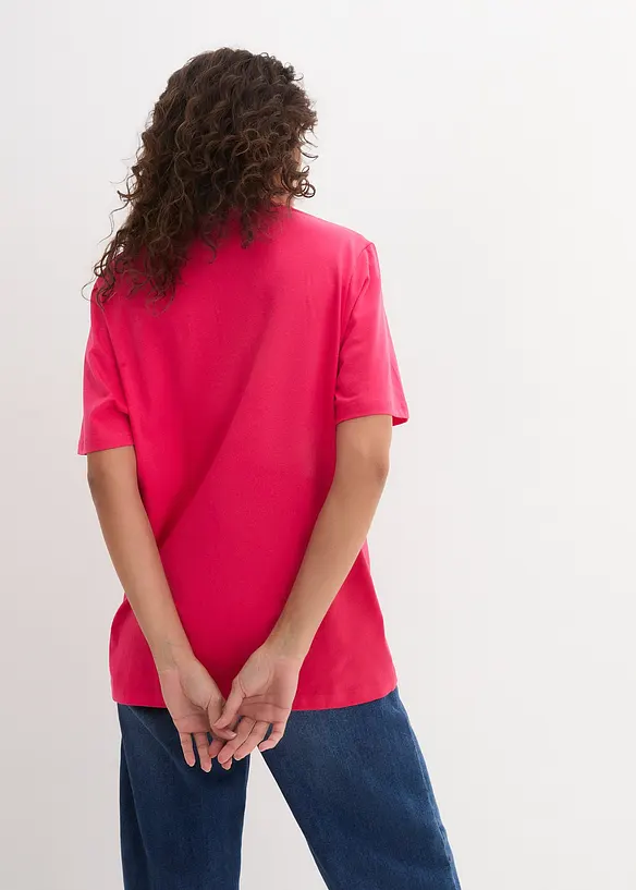 Lot de 5 T-shirts longs et amples à col V, bonprix