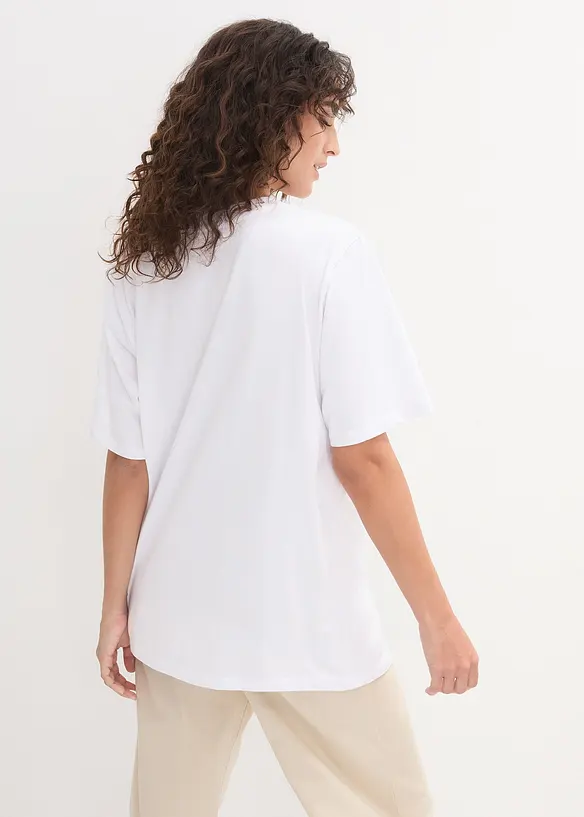 Lot de 5 T-shirts longs et amples à col V, bonprix