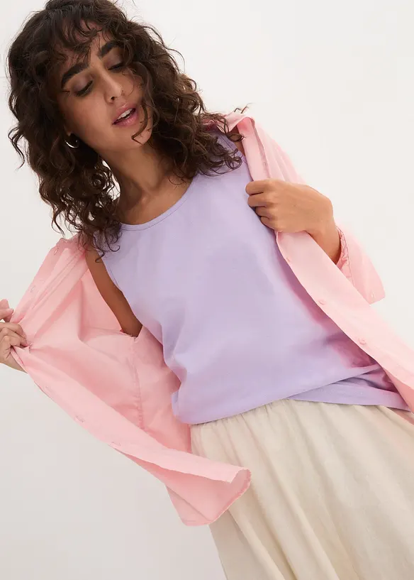 Lot de 5 débardeurs longs 100% coton, bonprix