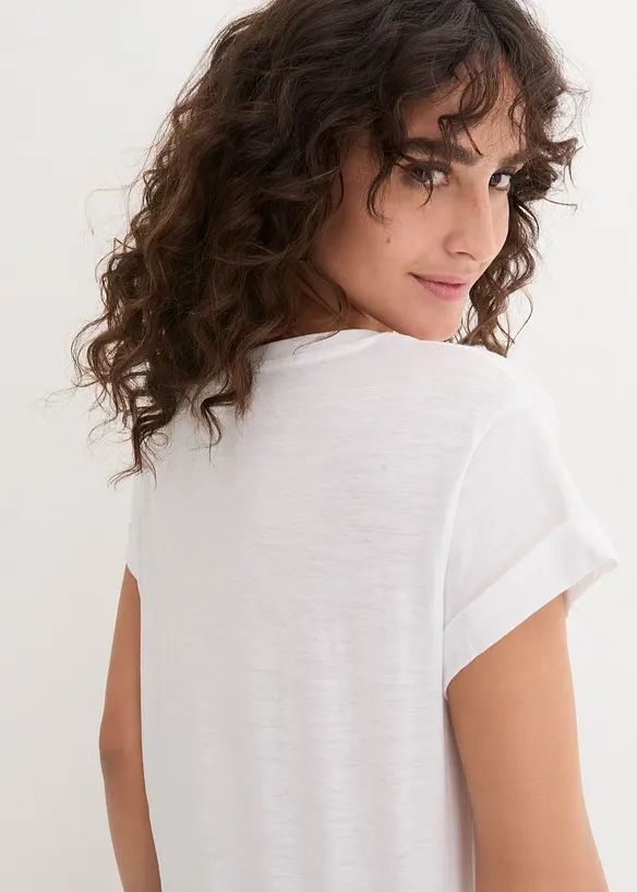 T-shirt long et boxy &agrave; manches courtes, bonprix