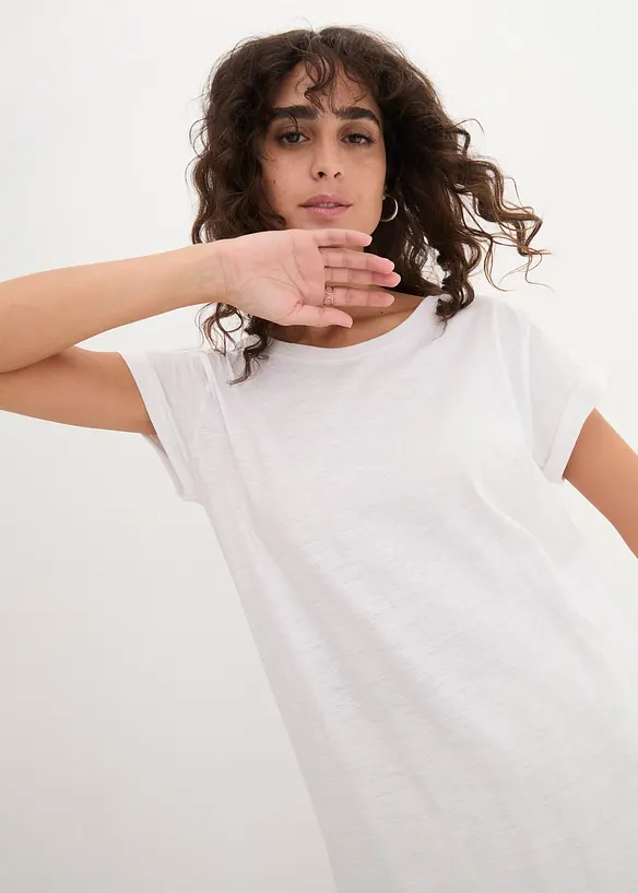 T-shirt long et boxy &agrave; manches courtes, bonprix